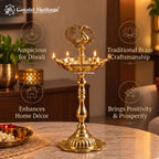 Brass Peacock Standing Oil Lamp | Multi Wick Deepam | Traditional Pooja Room & Temple Decor
