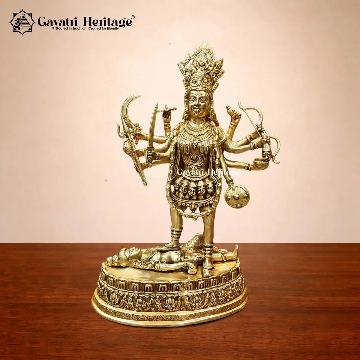 Brass Kali Mata Idol | Handcrafted Hindu Goddess Statue, Home Temple Decor