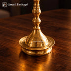 Brass Standing Oil Lamp, Traditional 4 Wick Deepam, Pooja Room Decor, Temple Lamp, Diwali Decoration