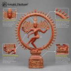 Brass Nataraja Statue | Dancing Lord Shiva Idol | Antique Red Gold Finish | 23.5 Inch Hindu Temple & Home Decor